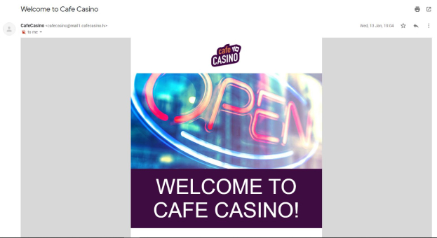 Cafe Casino Confirm e-mail
